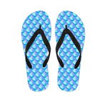 Blue Neon Mermaid Scales Pattern Print Flip Flops