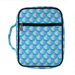 Blue Neon Mermaid Scales Pattern Print Front Pocket Bible Bag