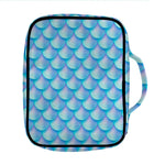 Blue Neon Mermaid Scales Pattern Print Front Pocket Bible Bag