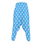 Blue Neon Mermaid Scales Pattern Print Hammer Pants