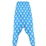 Blue Neon Mermaid Scales Pattern Print Hammer Pants
