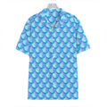 Blue Neon Mermaid Scales Pattern Print Hawaiian Shirt