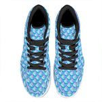Blue Neon Mermaid Scales Pattern Print High Top Leather Sneakers