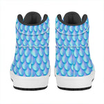 Blue Neon Mermaid Scales Pattern Print High Top Leather Sneakers