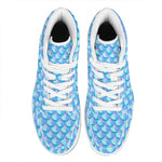 Blue Neon Mermaid Scales Pattern Print High Top Leather Sneakers