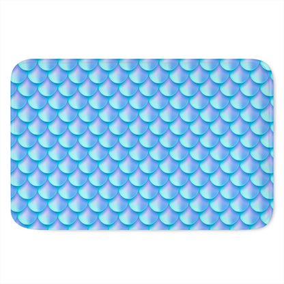 Blue Neon Mermaid Scales Pattern Print Indoor Door Mat