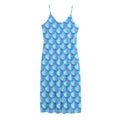 Blue Neon Mermaid Scales Pattern Print Jersey Midi Cami Dress