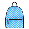 Blue Neon Mermaid Scales Pattern Print Leather Backpack