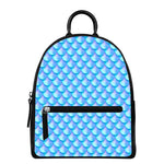 Blue Neon Mermaid Scales Pattern Print Leather Backpack