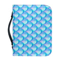 Blue Neon Mermaid Scales Pattern Print Leather Bible Cover