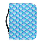 Blue Neon Mermaid Scales Pattern Print Leather Bible Cover