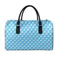 Blue Neon Mermaid Scales Pattern Print Leather Duffel Bag