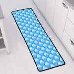 Blue Neon Mermaid Scales Pattern Print Long Kitchen Mat