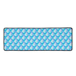 Blue Neon Mermaid Scales Pattern Print Long Kitchen Mat