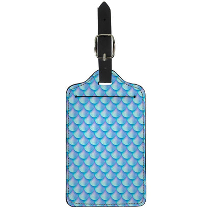 Blue Neon Mermaid Scales Pattern Print Luggage Tag