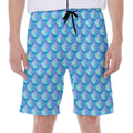 Blue Neon Mermaid Scales Pattern Print Men's Beach Shorts