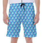 Blue Neon Mermaid Scales Pattern Print Men's Beach Shorts