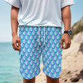 Blue Neon Mermaid Scales Pattern Print Men's Cargo Shorts