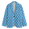 Blue Neon Mermaid Scales Pattern Print Men's Cotton Blazer