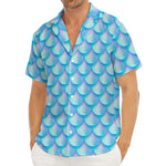Blue Neon Mermaid Scales Pattern Print Men's Deep V-Neck Shirt
