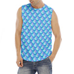 Blue Neon Mermaid Scales Pattern Print Men's Fitness Tank Top