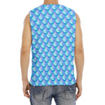 Blue Neon Mermaid Scales Pattern Print Men's Fitness Tank Top