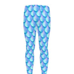 Blue Neon Mermaid Scales Pattern Print Men's leggings