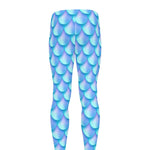 Blue Neon Mermaid Scales Pattern Print Men's leggings
