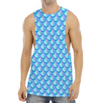 Blue Neon Mermaid Scales Pattern Print Men's Muscle Tank Top