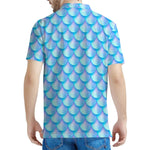 Blue Neon Mermaid Scales Pattern Print Men's Polo Shirt