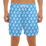 Blue Neon Mermaid Scales Pattern Print Men's Split Running Shorts
