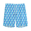 Blue Neon Mermaid Scales Pattern Print Men's Athletic Shorts