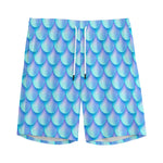Blue Neon Mermaid Scales Pattern Print Men's Sports Shorts
