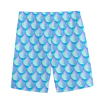 Blue Neon Mermaid Scales Pattern Print Men's Sports Shorts
