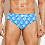 Blue Neon Mermaid Scales Pattern Print Men's Swim Briefs