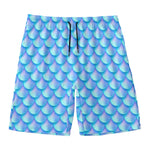 Blue Neon Mermaid Scales Pattern Print Men's Swim Trunks