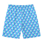 Blue Neon Mermaid Scales Pattern Print Men's Swim Trunks