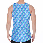 Blue Neon Mermaid Scales Pattern Print Men's Velvet Tank Top