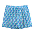 Blue Neon Mermaid Scales Pattern Print Mesh Shorts