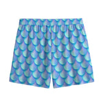 Blue Neon Mermaid Scales Pattern Print Mesh Shorts