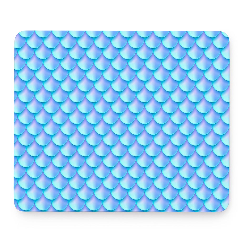 Blue Neon Mermaid Scales Pattern Print Mouse Pad