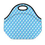 Blue Neon Mermaid Scales Pattern Print Neoprene Lunch Bag