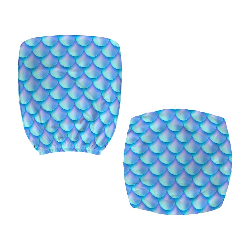 Blue Neon Mermaid Scales Pattern Print Office Chair Cover