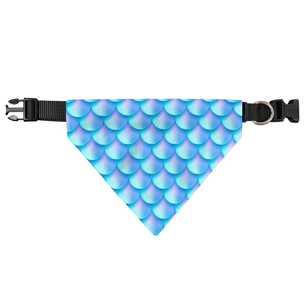 Blue Neon Mermaid Scales Pattern Print Over The Collar Dog Bandana