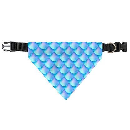 Blue Neon Mermaid Scales Pattern Print Over The Collar Dog Bandana