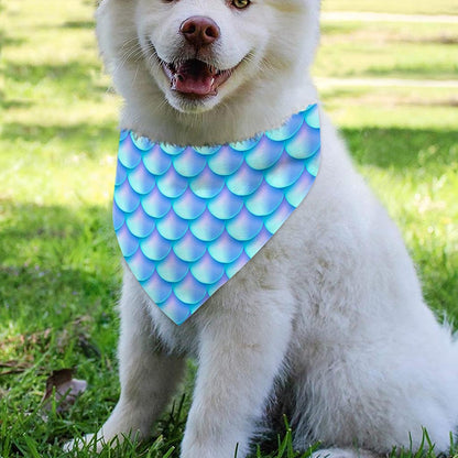 Blue Neon Mermaid Scales Pattern Print Over The Collar Dog Bandana