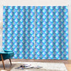 Blue Neon Mermaid Scales Pattern Print Pencil Pleat Curtains