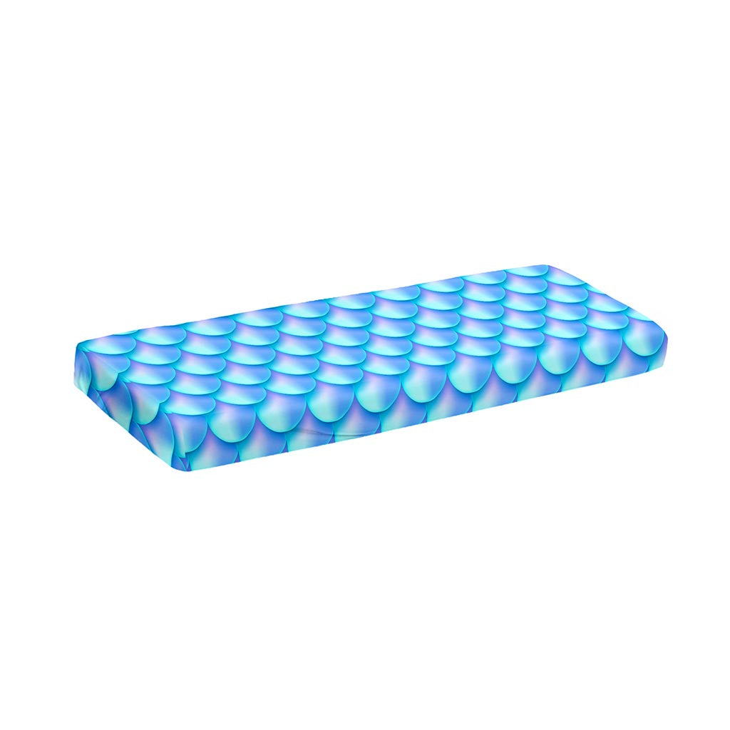 Blue Neon Mermaid Scales Pattern Print Piano Keyboard Cover