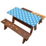 Blue Neon Mermaid Scales Pattern Print Picnic Table Cover