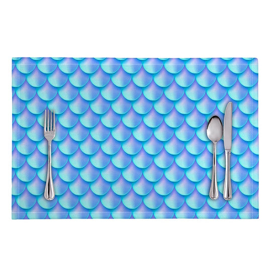 Blue Neon Mermaid Scales Pattern Print Placemat